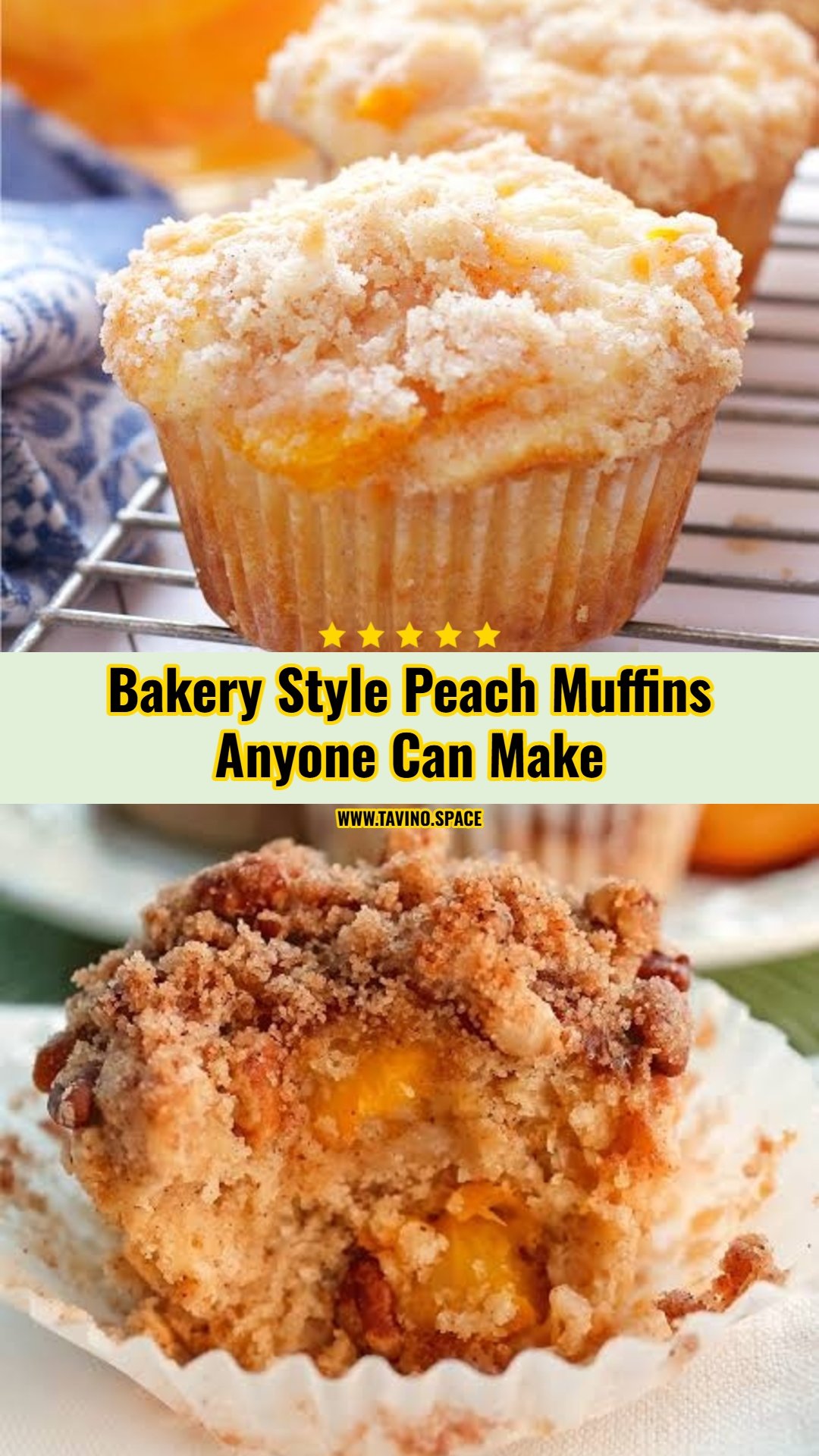 Easy Peach Muffins With Crumble Topping