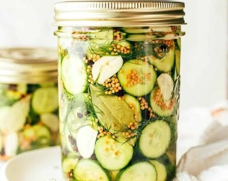 The Best Refrigerator Dill Pickles Ever top view