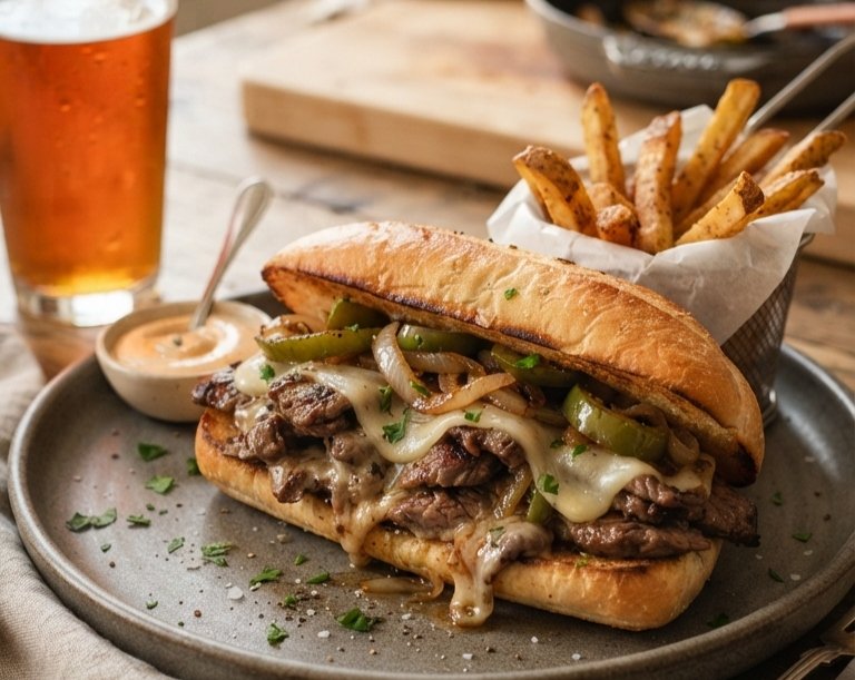 The Ultimate Philly Cheese Steak Sandwich Recipe top view