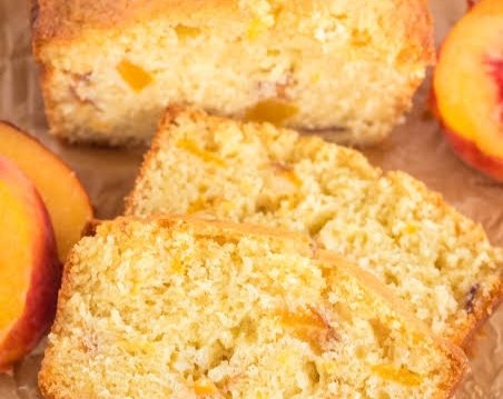 This easy peach bread recipe is perfect for summer top view