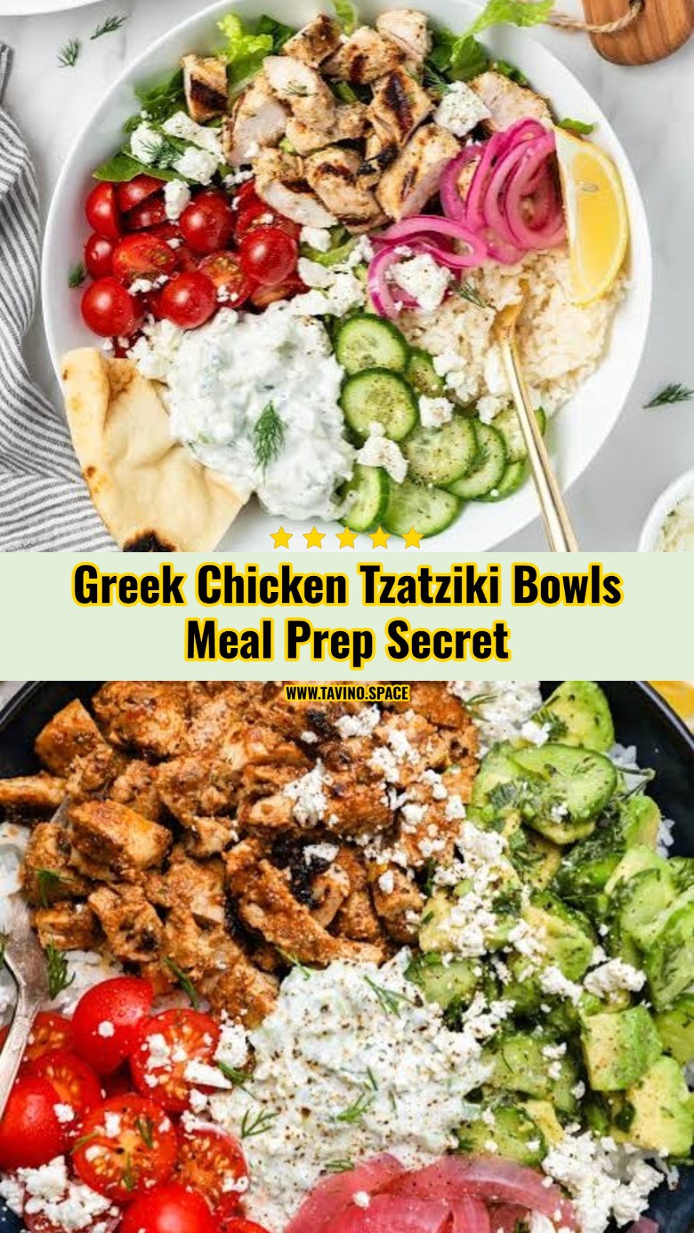 20 Minute Greek Chicken Tzatziki Bowls Meal Prep