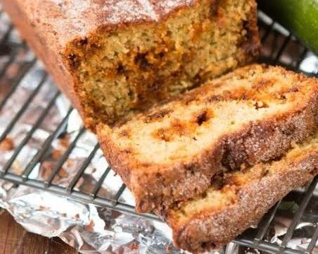 Easy Cinnamon Sugar Snickerdoodle Zucchini Bread top view