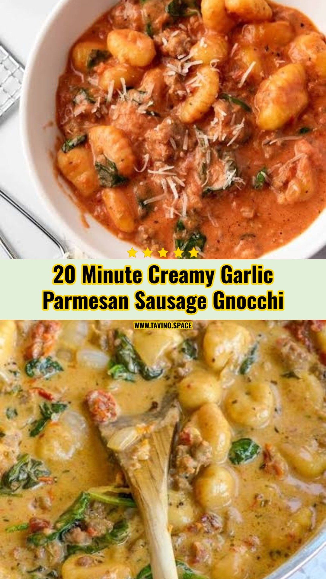 Easy Creamy Garlic Parmesan Sausage and Gnocchi