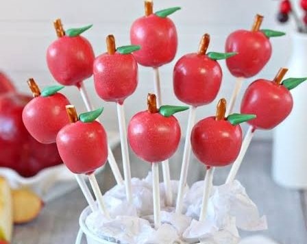 Easy No Bake Pencil and Apple Cake Pops suggested serving