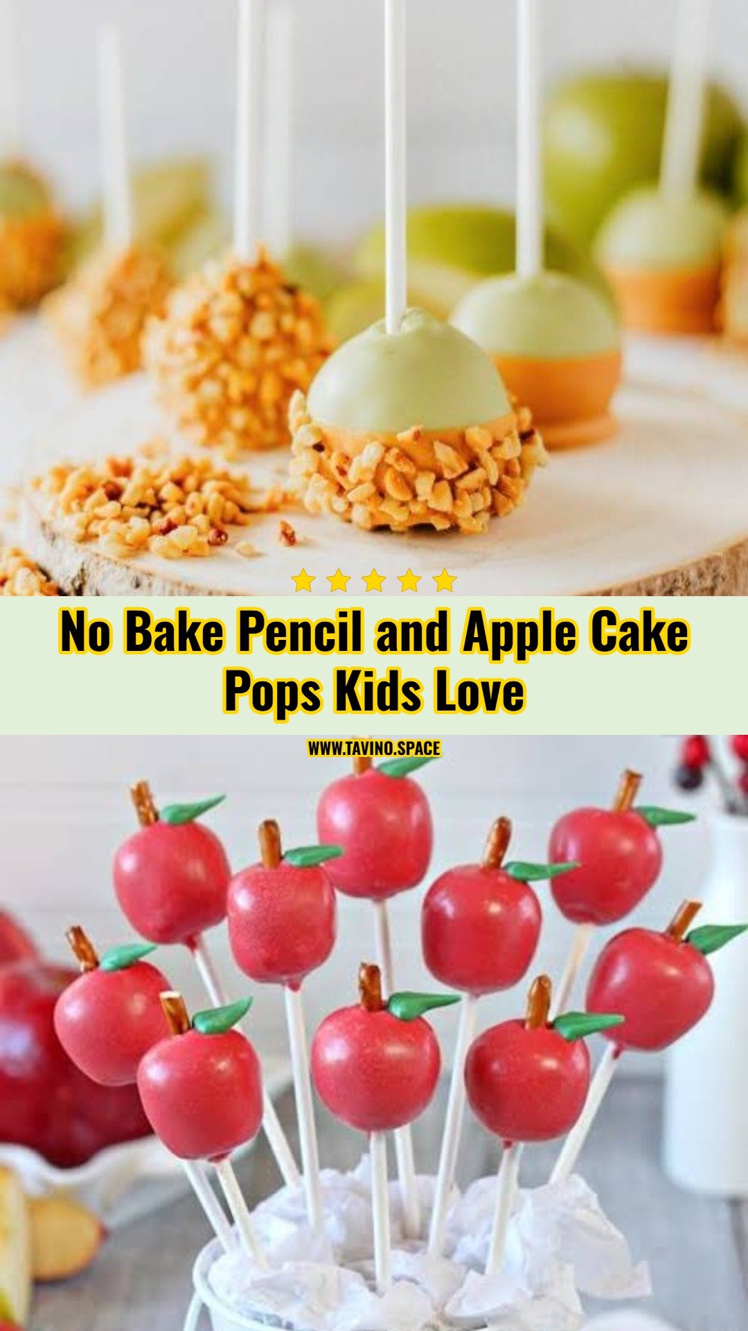Easy No Bake Pencil and Apple Cake Pops