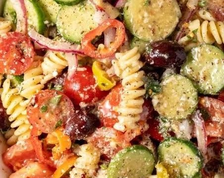 This easy italian pasta salad is the best summer side top view