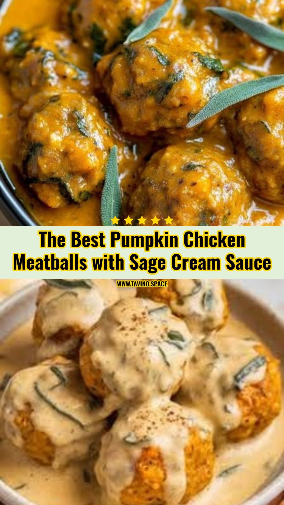 Best Creamy Pumpkin Chicken Meatballs in Sage Cream Sauce