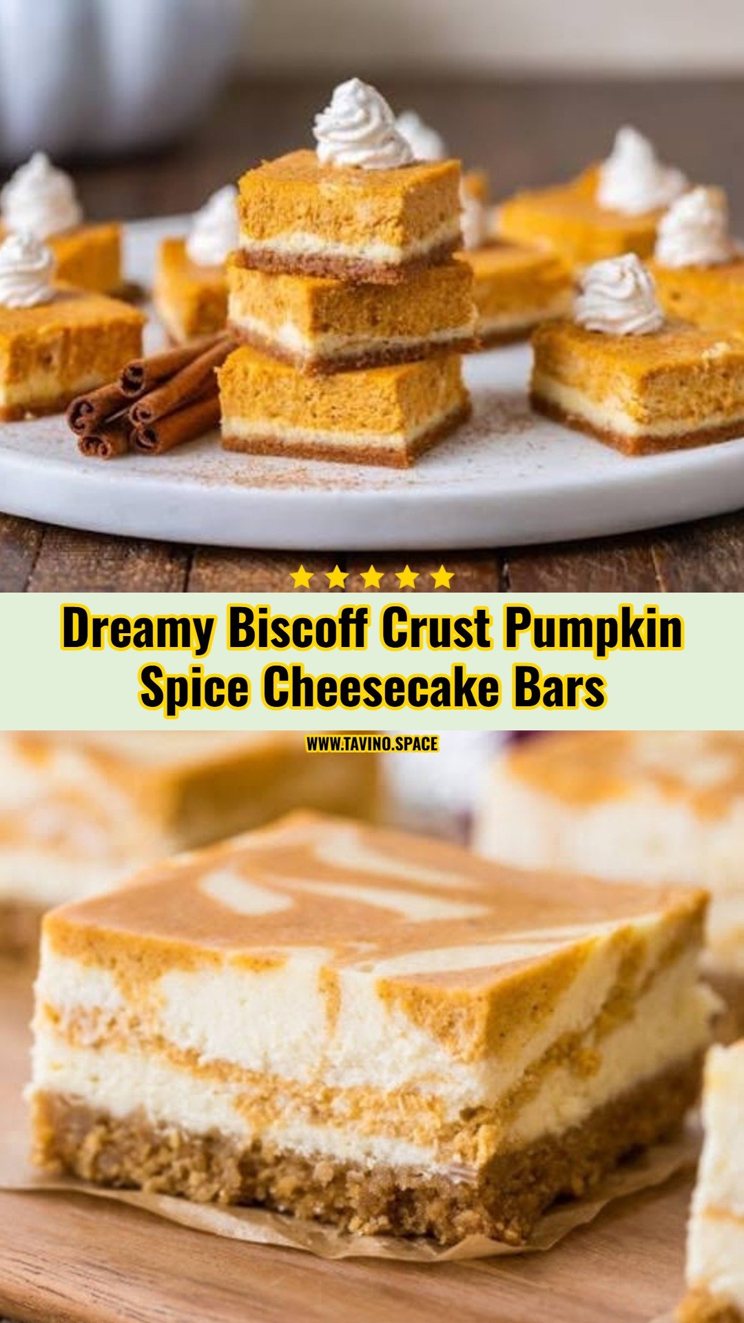 Best Pumpkin Spice Cheesecake Bars with Biscoff Crust