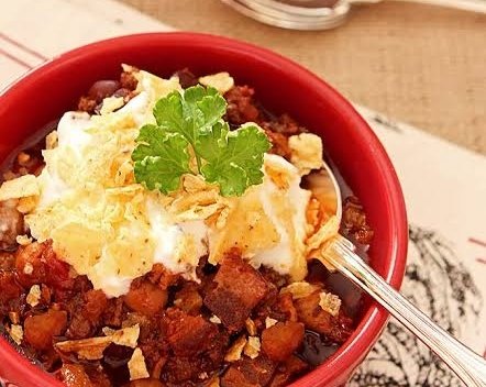 Best Smoky Bourbon Bacon Chili For Game Day top view