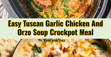 Cozy Creamy Crockpot Tuscan Garlic Chicken Orzo Soup