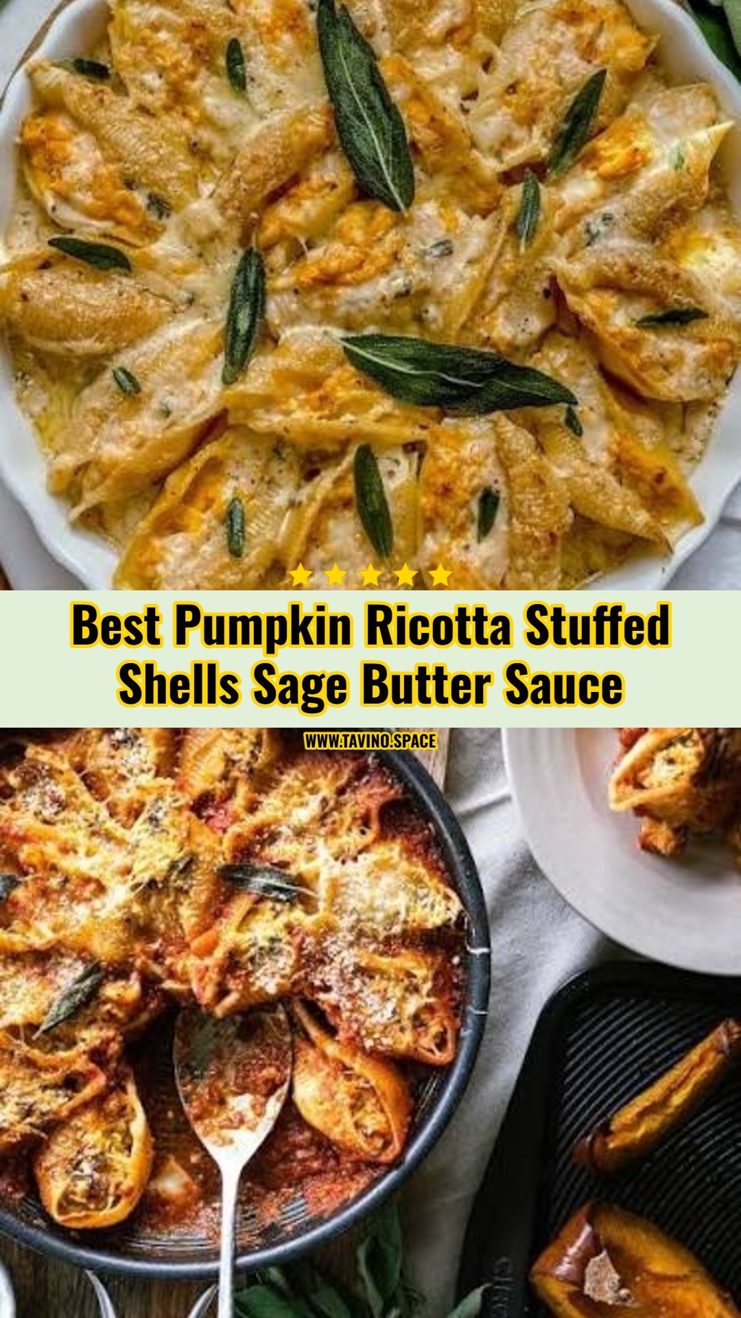 Creamy Pumpkin Ricotta Stuffed Shells Sage Butter Sauce