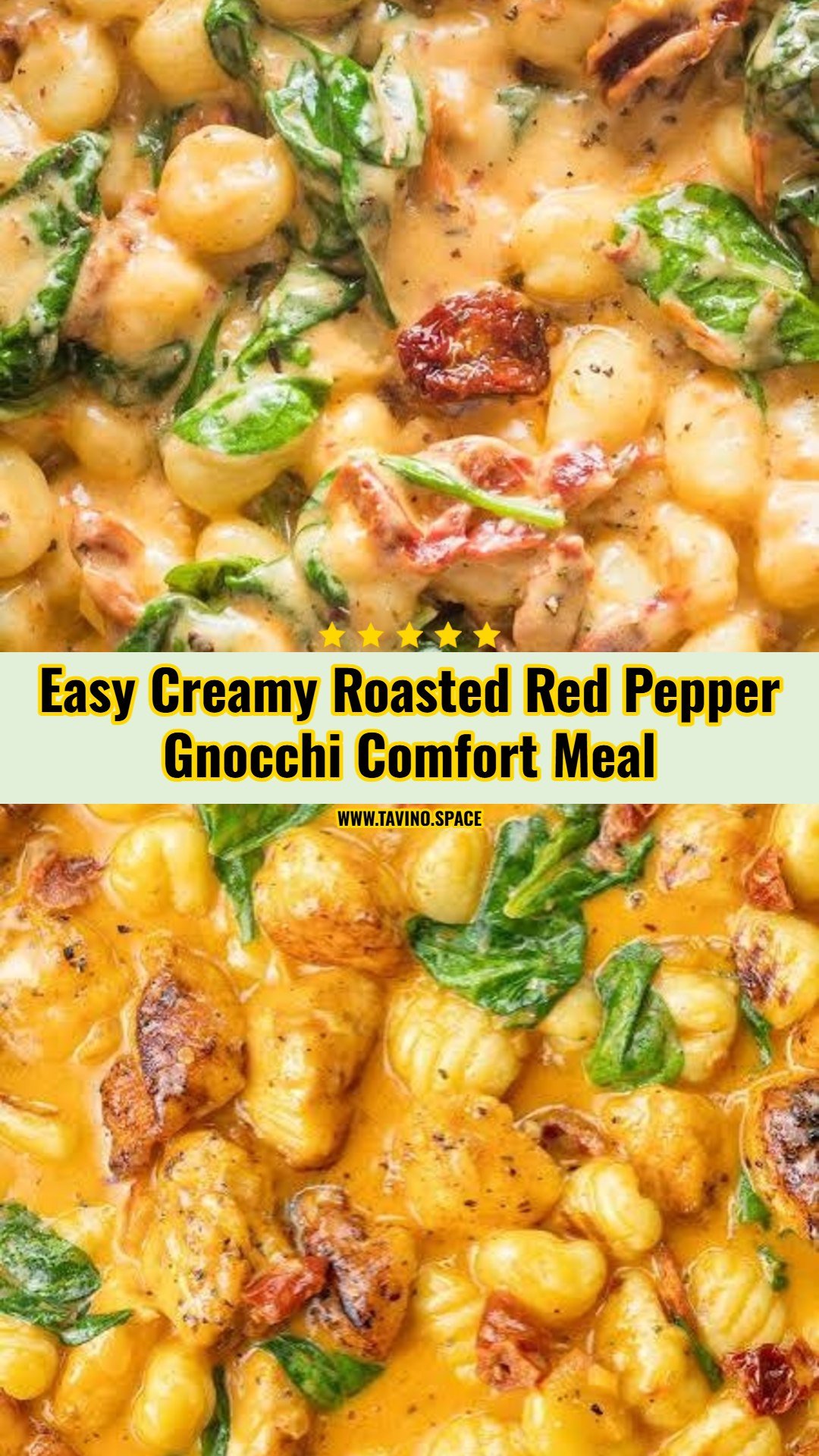 Creamy Tuscan Roasted Red Pepper Gnocchi Comfort Bowl