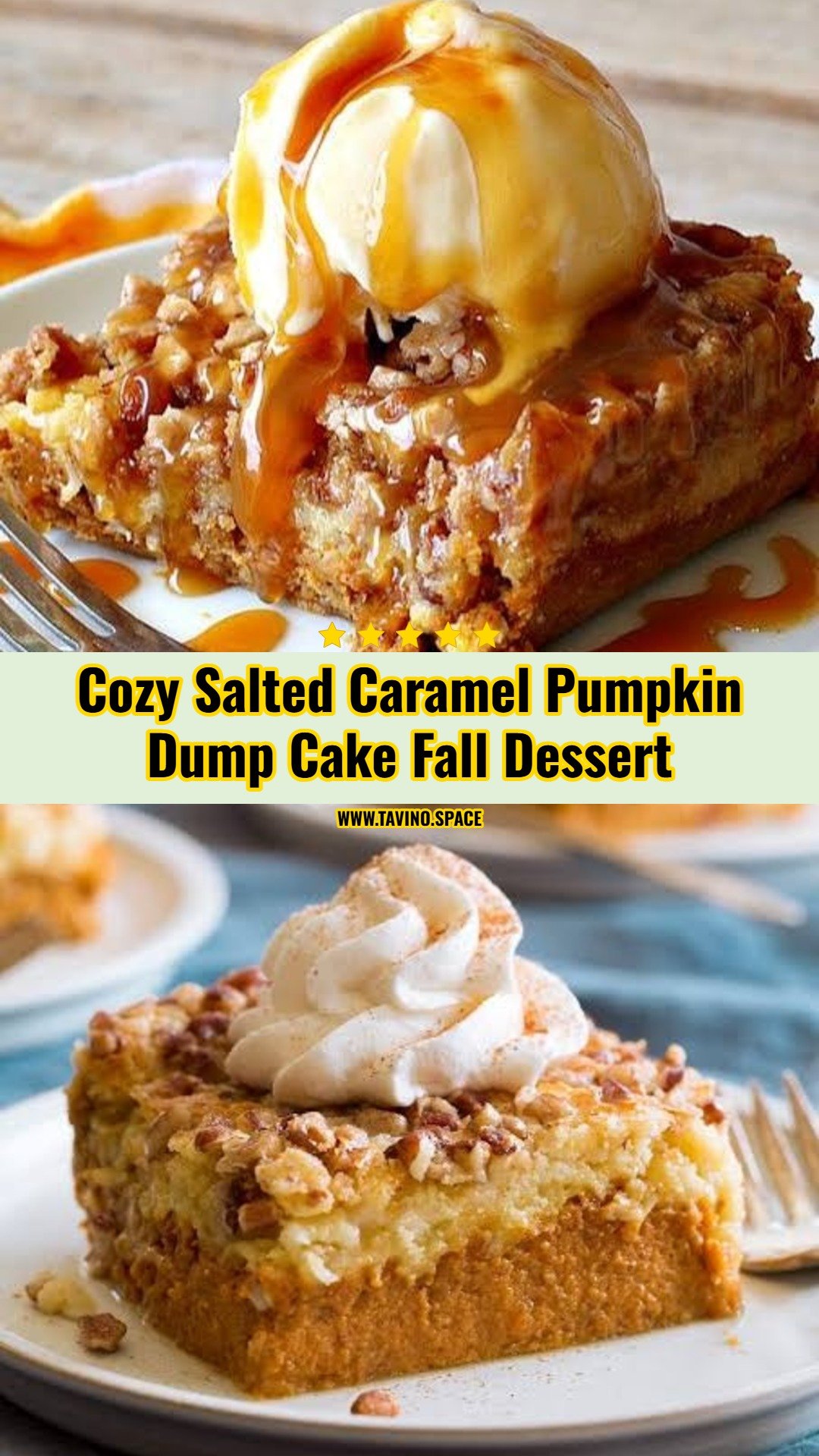 Easy 5 Ingredient Salted Caramel Pumpkin Dump Cake