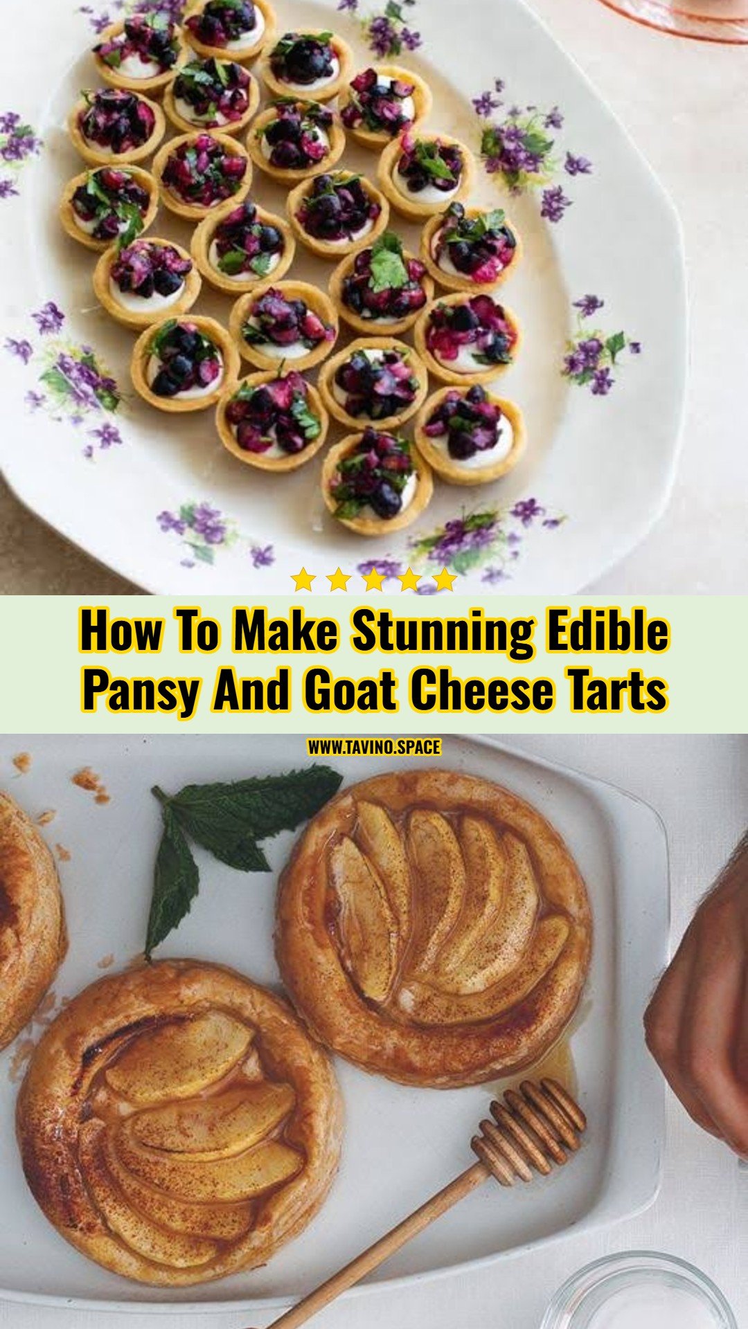 Easy Honey Glazed Goat Cheese Tarts With Edible Pansies