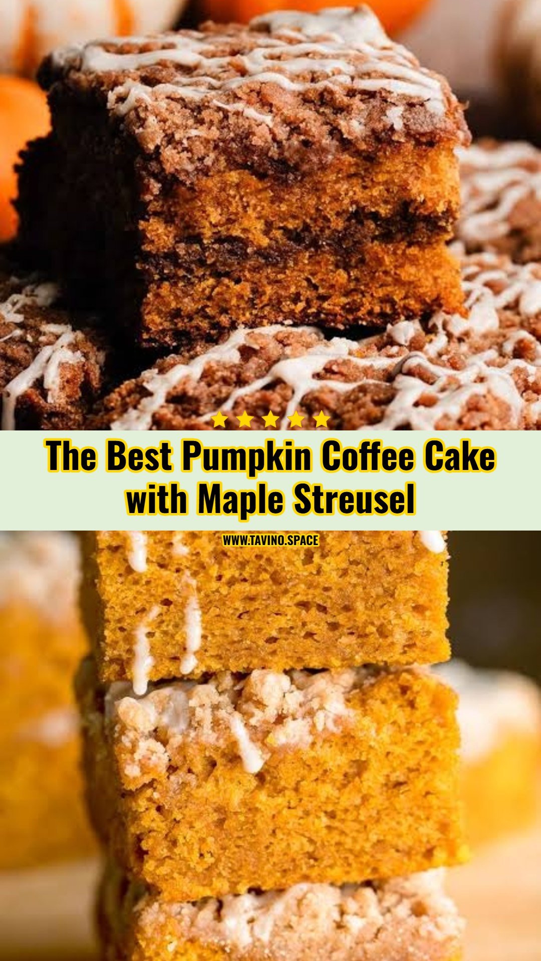Easy Pumpkin Coffee Cake with Maple Pecan Streusel