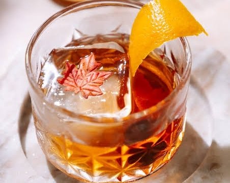 Spiced Maple Fig Bourbon Sour is the best fall drink top view
