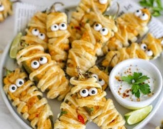 Spooky Mummy Jalapeno Poppers for Your Halloween Party suggested serving