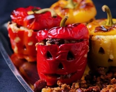 The Best Jack-o'-Lantern Stuffed Peppers Recipe Ever suggested serving