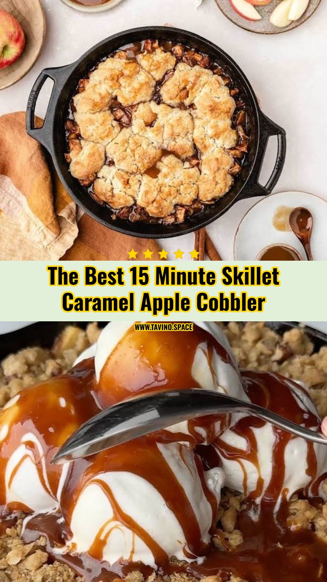 Viral 15 Minute Skillet Caramel Apple Cobbler Hack