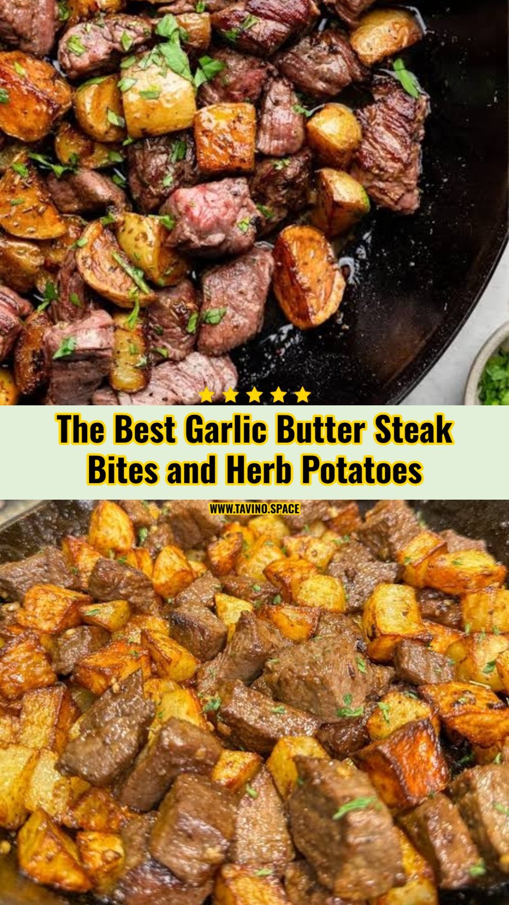 Viral Garlic Butter Steak Bites and Crispy Potatoes